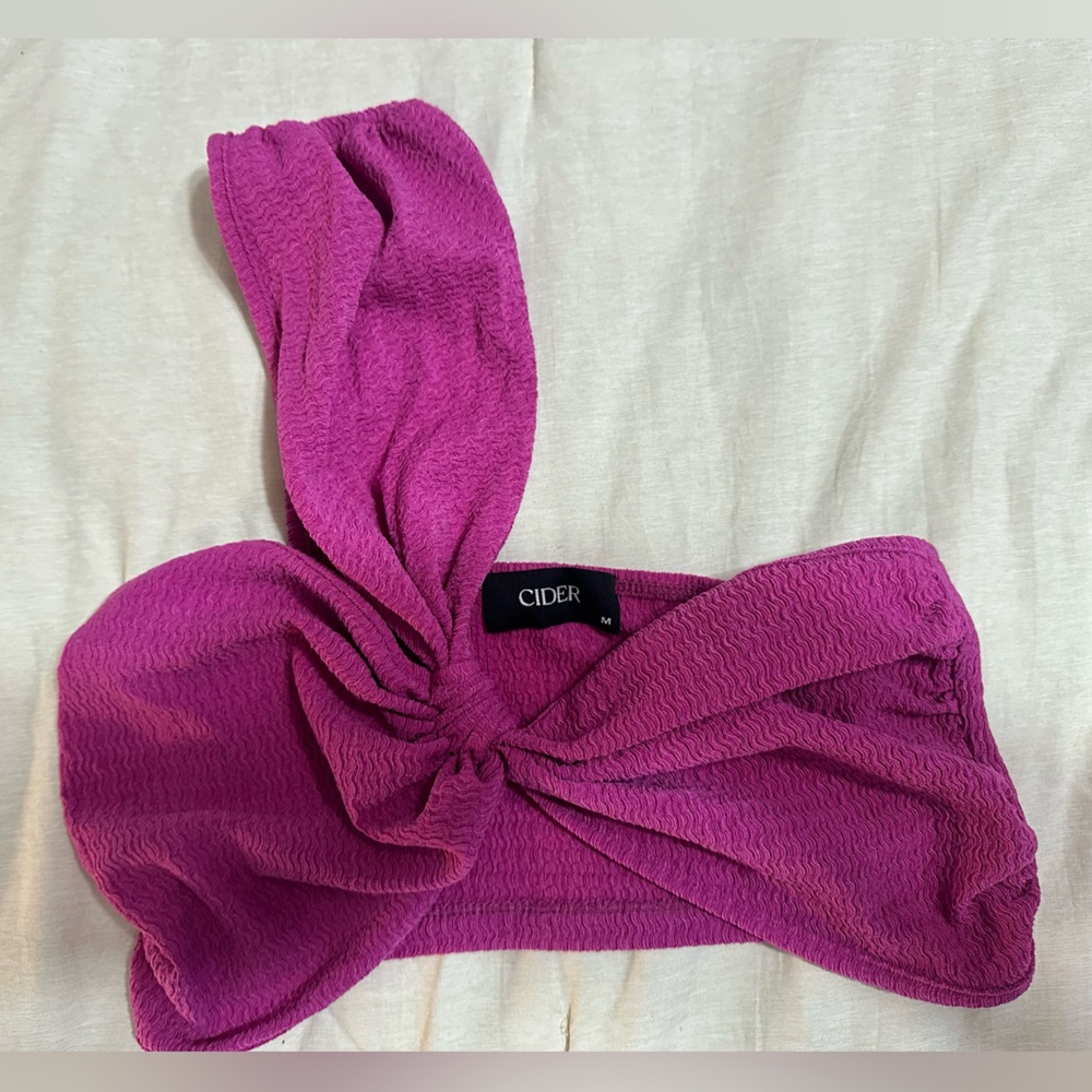 Cider Fuchsia One Shoulder Crop Top